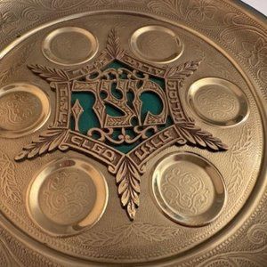 Passover Seder Plate. Israel. Hebrew. Wall Hanging. Vintage. Star of David